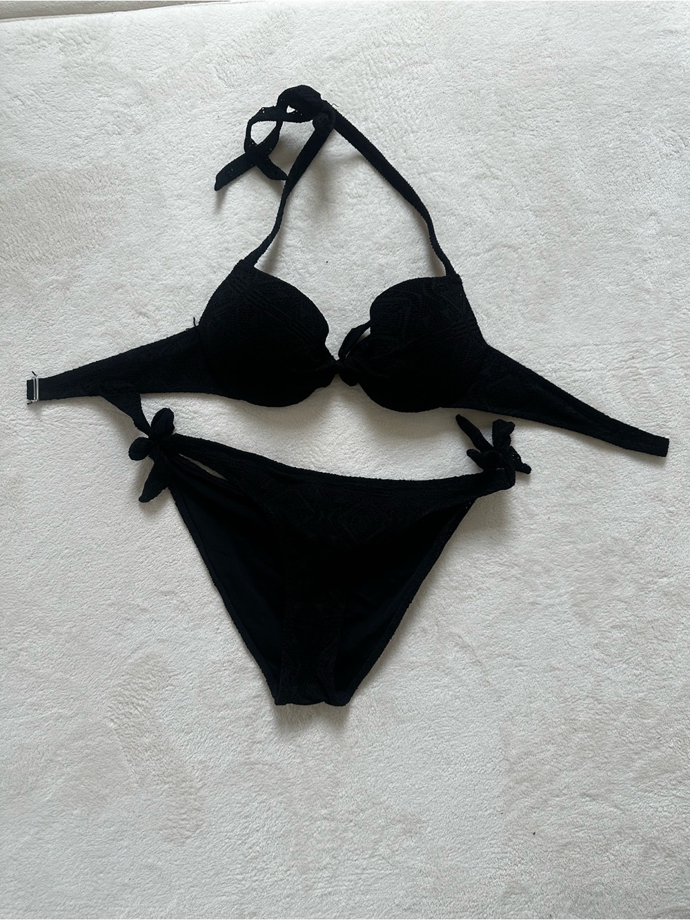 H&M Women's Black Halter Tie Bikini Set